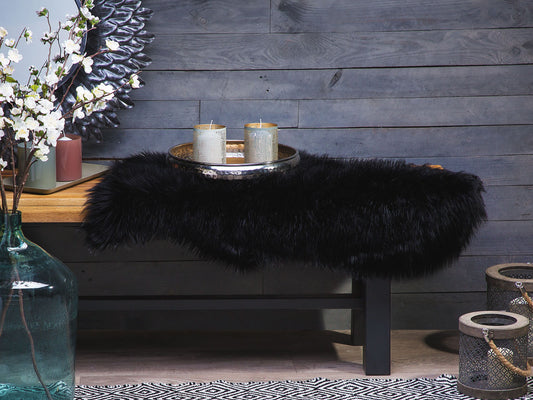 Kunstfell-Teppich Schaf schwarz 88 cm MUNGO