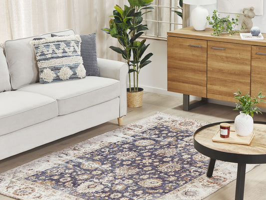 Teppich mehrfarbig orientalisches Muster 140 x 200 cm Kurzflor PELITLI