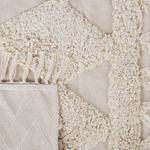 Teppich Baumwolle beige 80 x 150 cm geometrisches Muster Fransen Kurzflor DIDIM