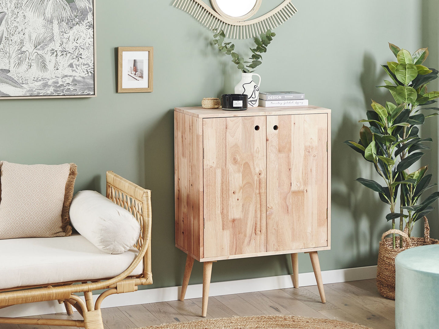 Sideboard Gummibaumholz hellbraun 2 Türen CHANDLER