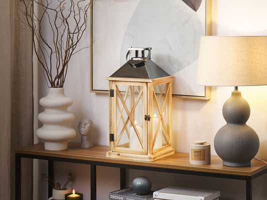 Laterne TELAGA Kiefernholz 61 cm Hellbraun