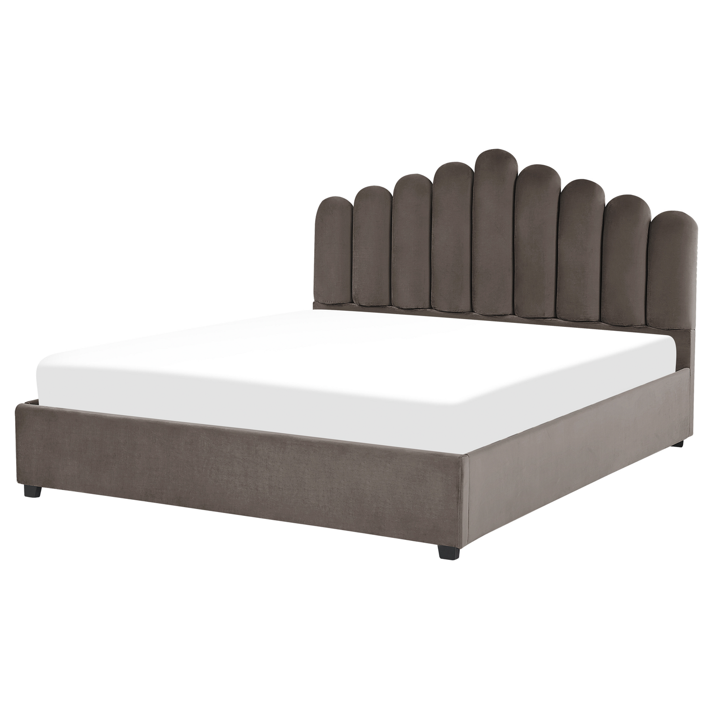 Bett mit Stauraum Samtstoff VINCENNES 180 x 200 cm Taupe