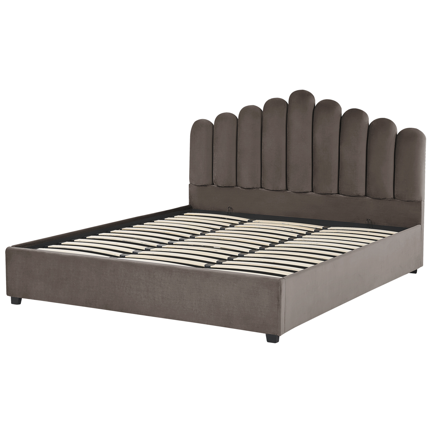 Bett mit Stauraum Samtstoff VINCENNES 180 x 200 cm Taupe