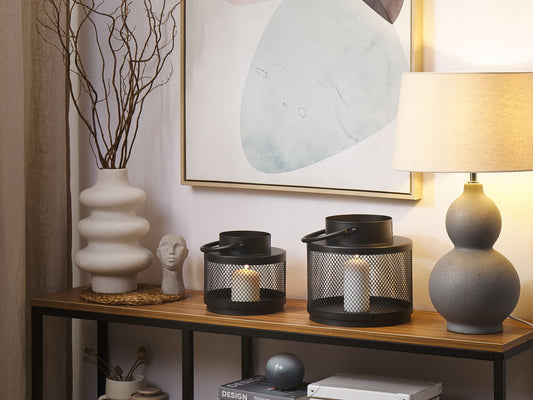 Laterne YAMDENA Metall 19 cm Schwarz