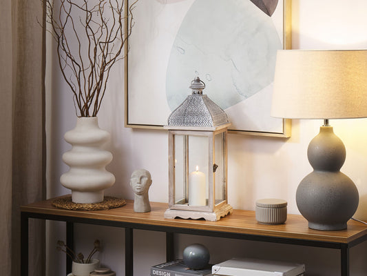 Laterne SAMAR Holz 47 cm Weiss