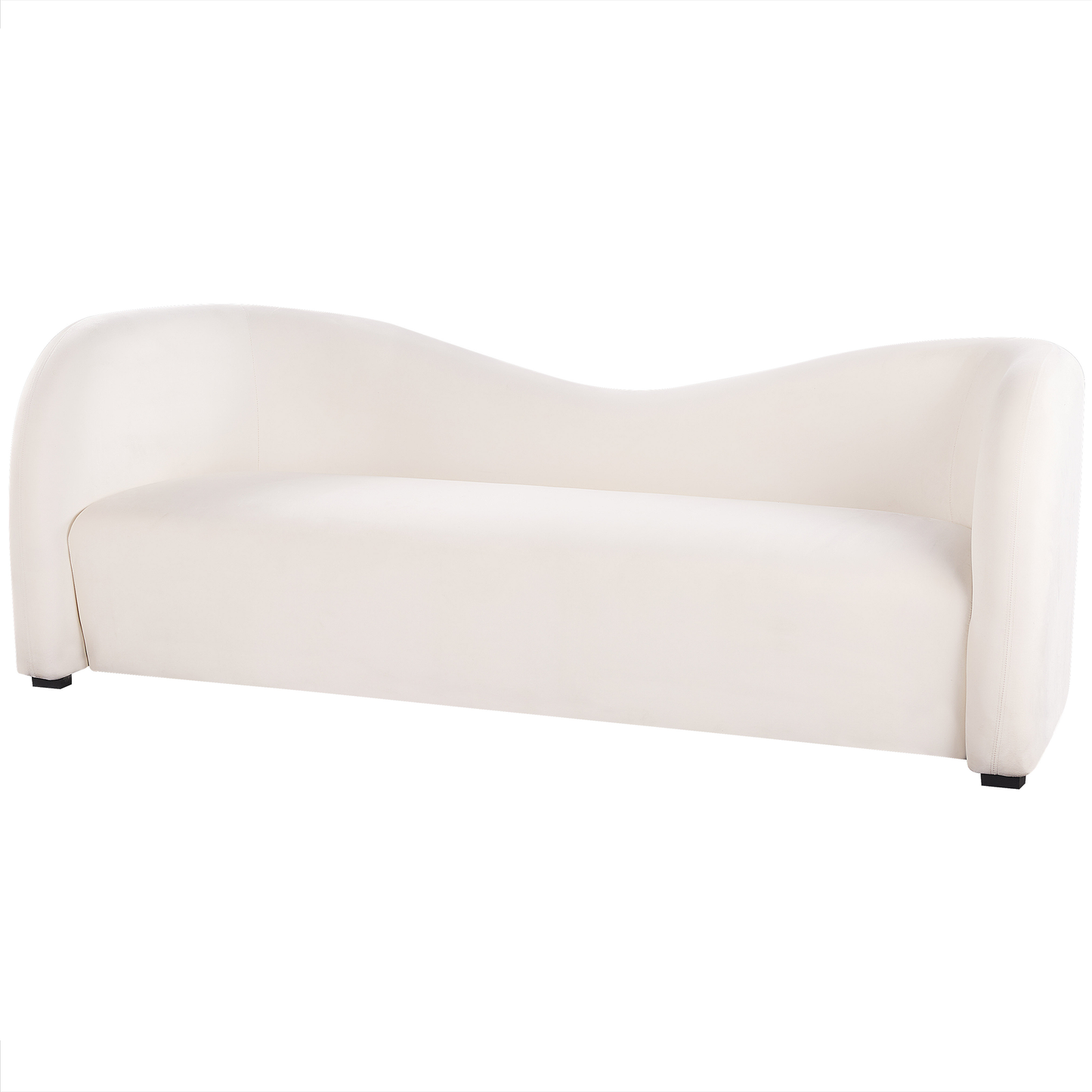 3-Sitzer Sofa Samtstoff weiss geschwungene Form VELTADA
