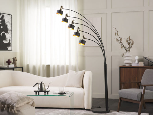 Stehlampe ANBESA verstellbar Metall Schwarz