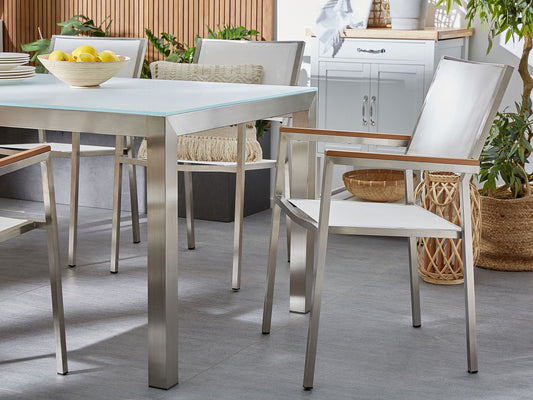 Gartenstuhl 4er Set GROSSETO Edelstahl Weiss