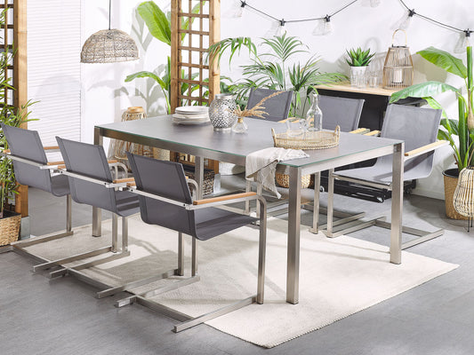 Gartenstuhl 4er Set COSOLETO Edelstahl Grau