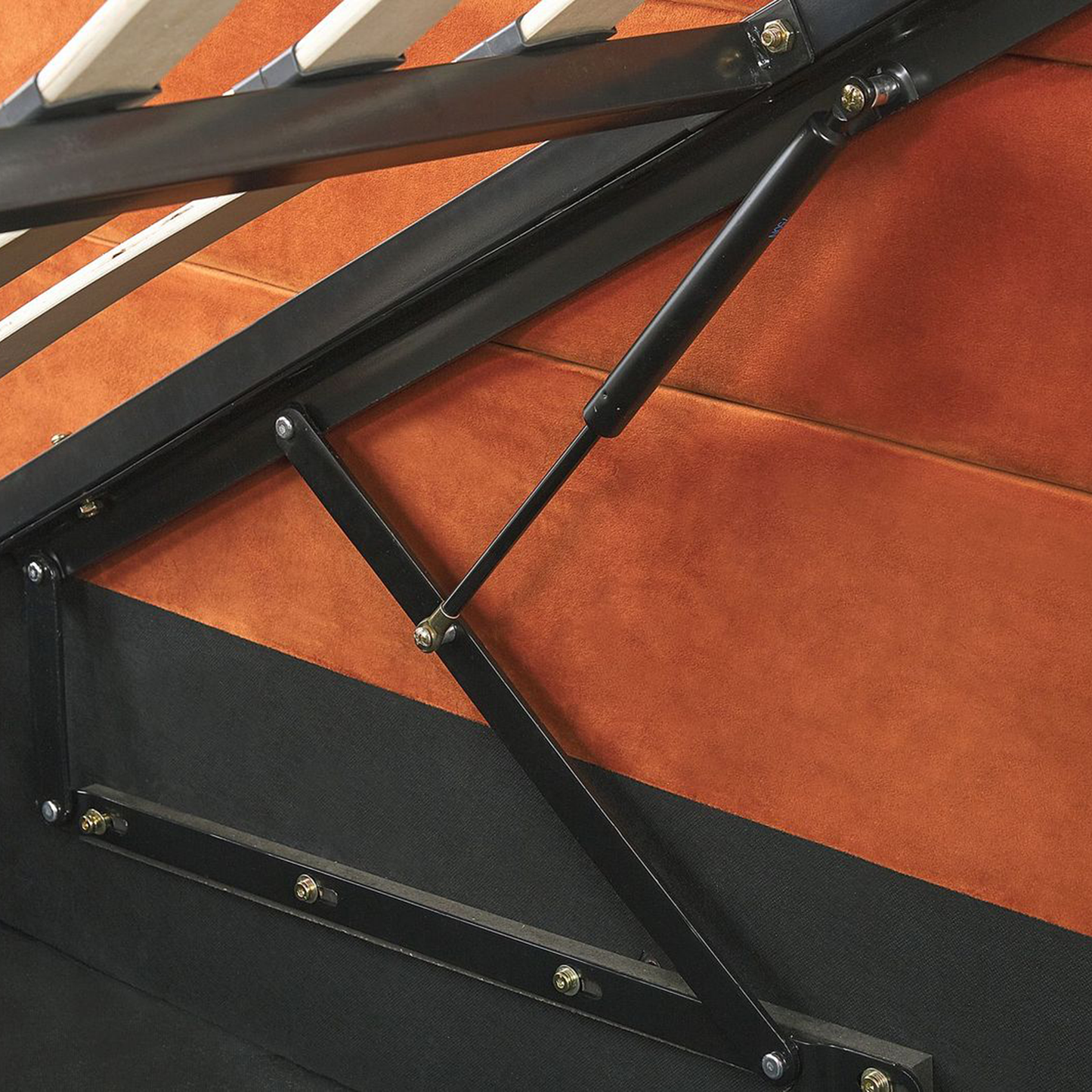 Bett mit Stauraum Samtstoff ROUEN 180 x 200 cm Orange