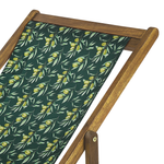 Liegestuhl Akazienholz hellbraun Textil weiss / grün Olivenzweigmotiv 2er Set ANZIO