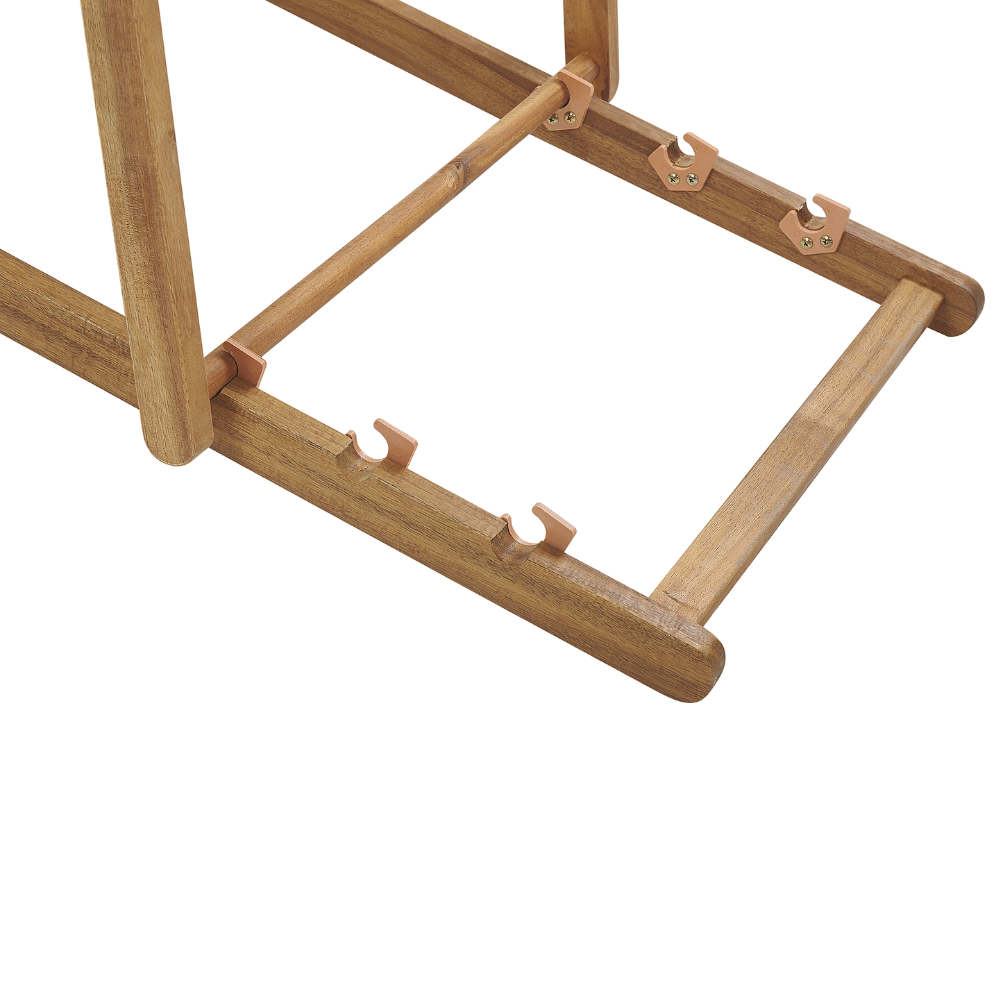 Liegestuhl Akazienholz hellbraun Textil weiss / mehrfarbig Kamillemuster 2er Set ANZIO