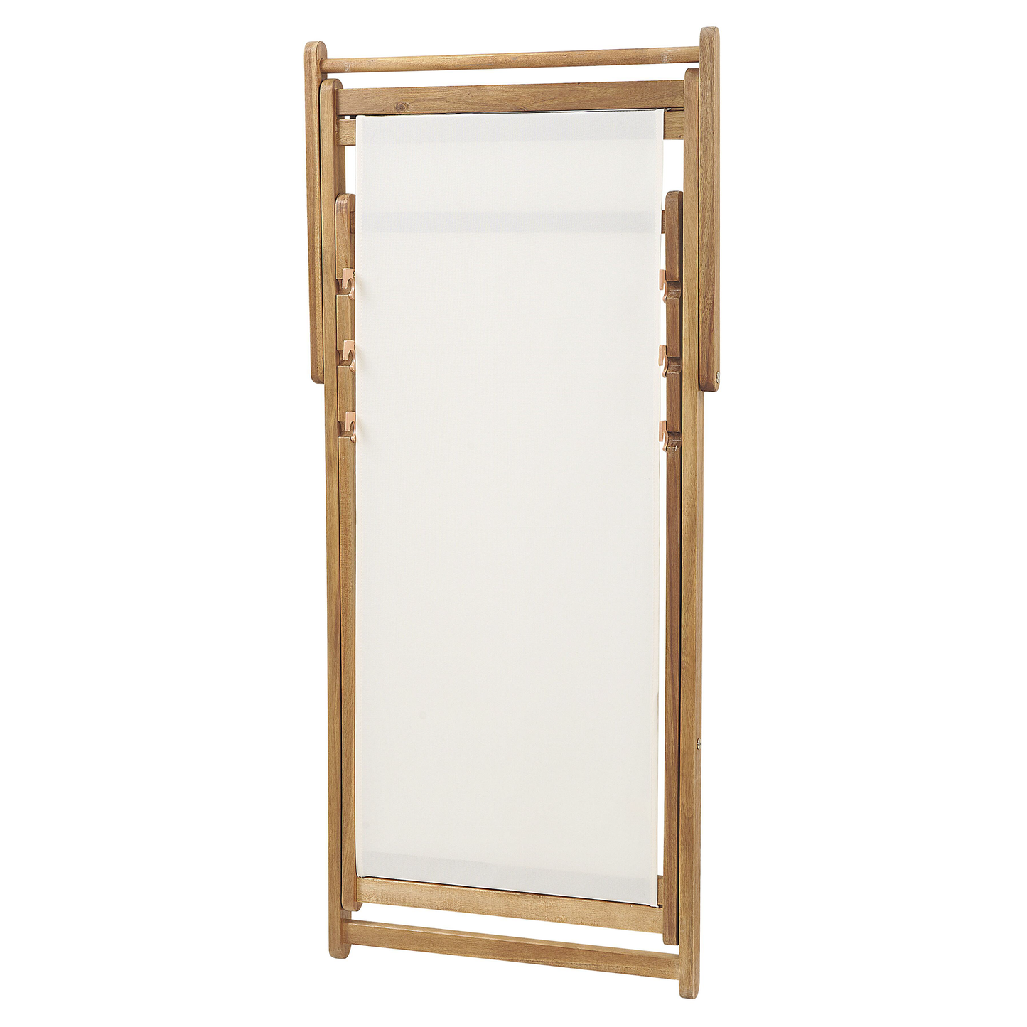 Liegestuhl Akazienholz hellbraun Textil weiss / rot Pflanzenmotiv 2er Set ANZIO