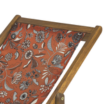 Liegestuhl Akazienholz hellbraun Textil weiss / rot Pflanzenmotiv 2er Set ANZIO