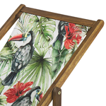 Liegestuhl Akazienholz hellbraun Textil weiss / mehrfarbig Tukanmotiv 2er Set ANZIO