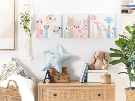 Leinwand 3er Set TILLIA Tiermotiv 30 x 30 cm Bunt