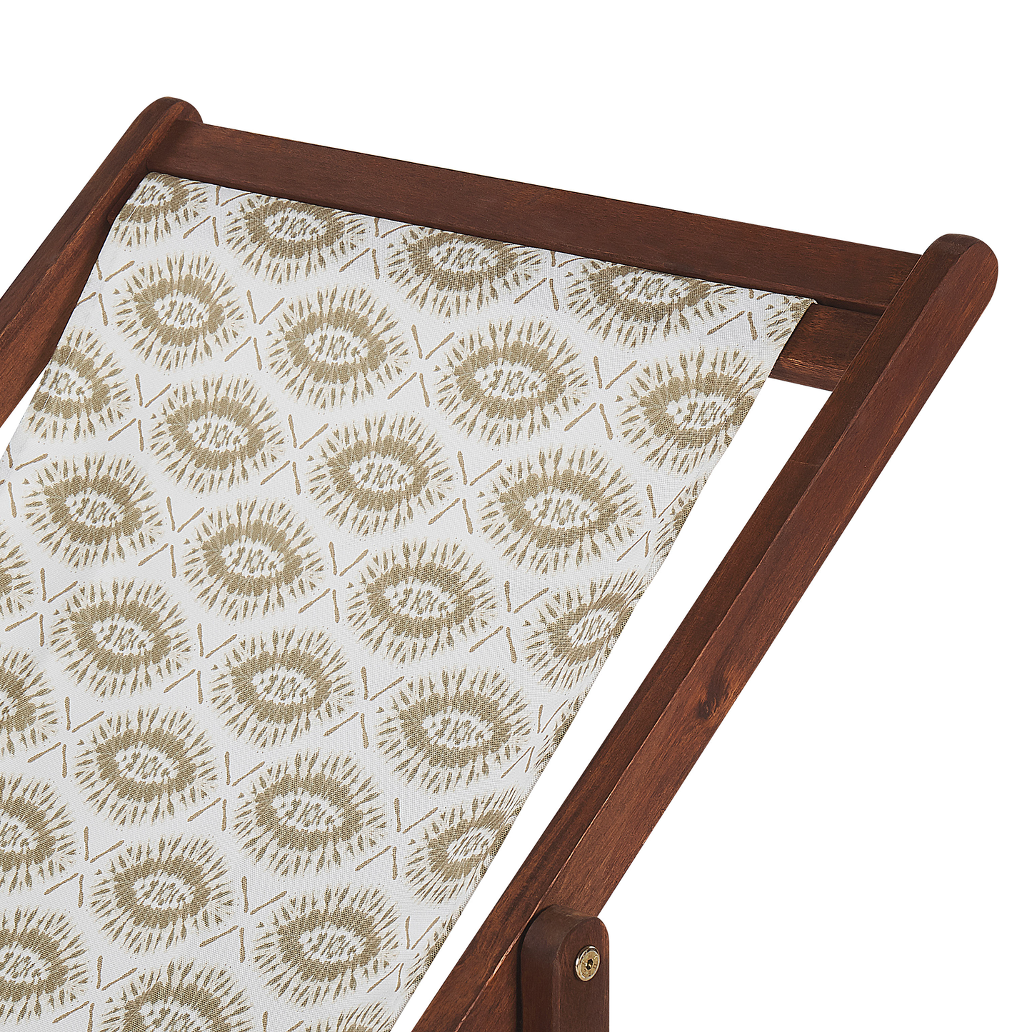 Liegestuhl Akazienholz dunkelbraun Textil weiss / beige Bohomuster 2er Set ANZIO