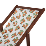 Liegestuhl Akazienholz dunkelbraun Textil weiss / mehrfarbig Orangenmotiv 2er Set ANZIO