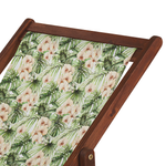 Liegestuhl Akazienholz dunkelbraun Textil weiss / grün Blumenmuster 2er Set ANZIO