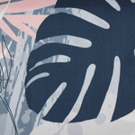 Liegestuhl Akazienholz dunkelbraun Textil weiss / mehrfarbig Blättermotiv 2er Set ANZIO