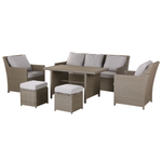 Lounge Set mit Tisch und Ottomane 5-Sitzer FONTI inkl. Kissen Polyrattan Taupe