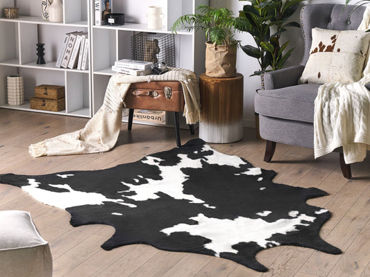 Kunstfell-Teppich Kuh schwarz / weiss 150 x 200 cm BOGONG