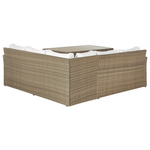 Lounge Set mit Tisch und Ottomane 5-Sitzer BARDI linksseitig inkl. Kissen Polyrattan Braun