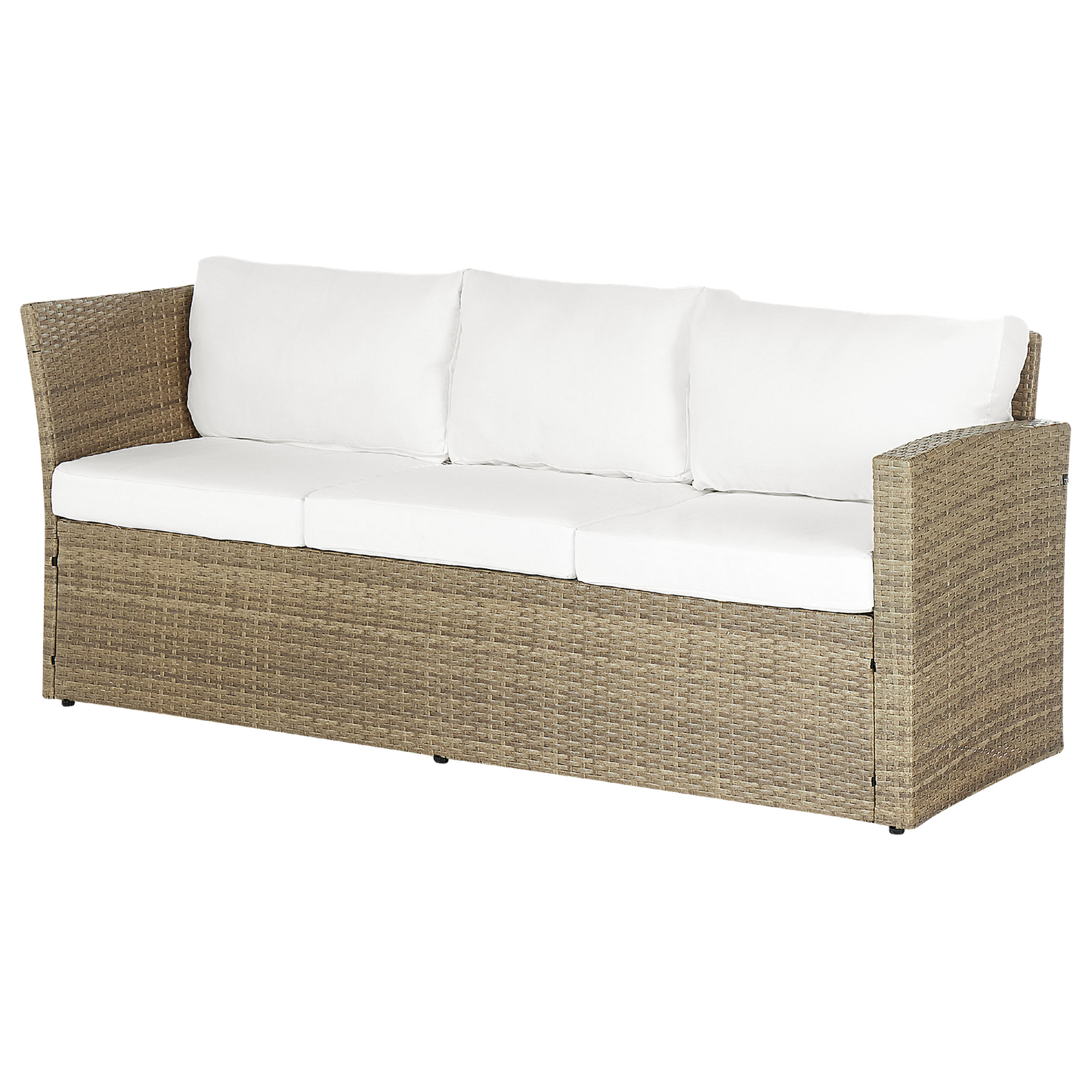 Lounge Set mit Tisch und Ottomane 5-Sitzer BARDI linksseitig inkl. Kissen Polyrattan Braun