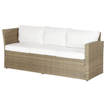 Lounge Set mit Tisch und Ottomane 5-Sitzer BARDI linksseitig inkl. Kissen Polyrattan Braun