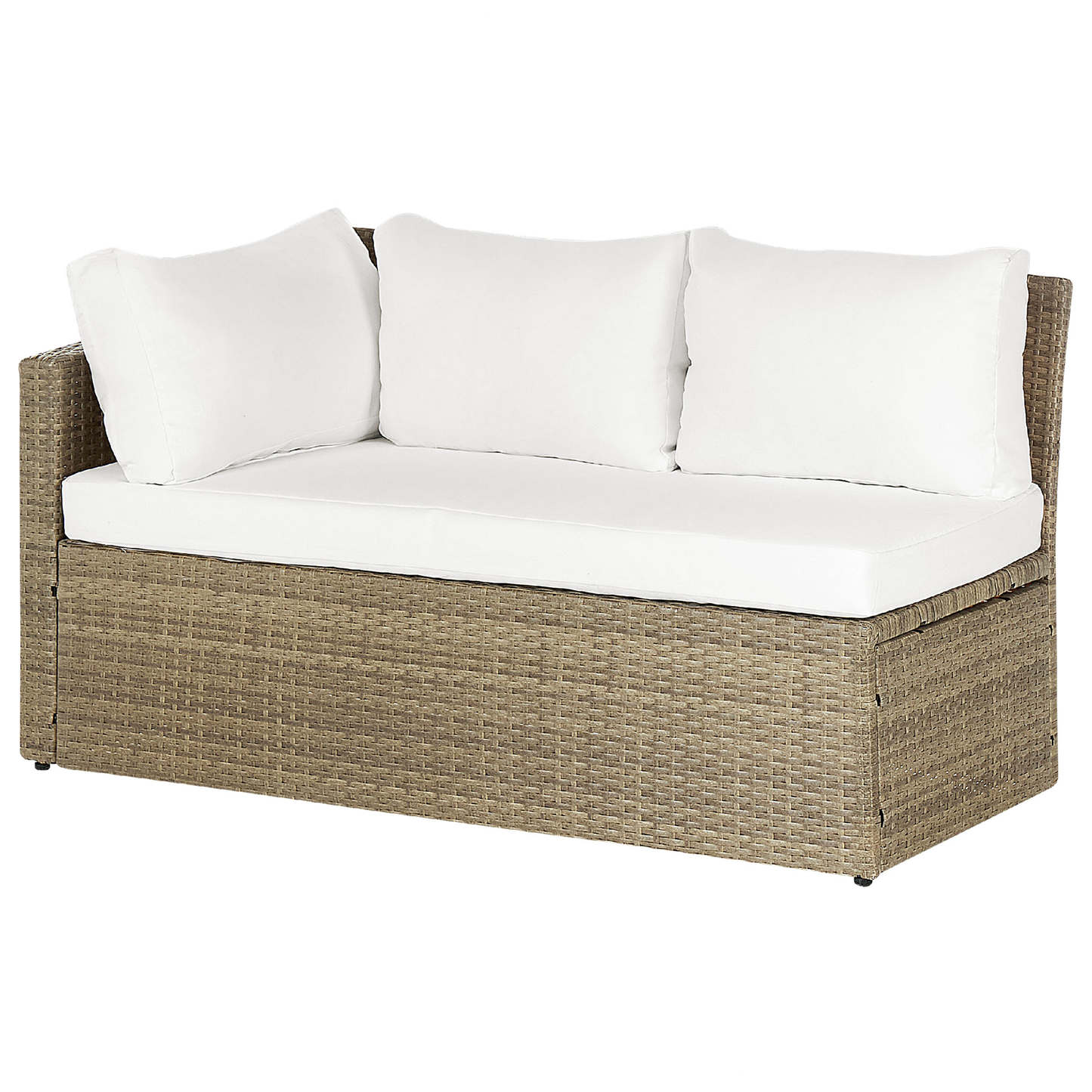 Lounge Set mit Tisch und Ottomane 5-Sitzer BARDI linksseitig inkl. Kissen Polyrattan Braun