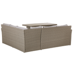 Lounge Set mit Tisch und Ottomane 5-Sitzer BARDI linksseitig inkl. Kissen Polyrattan Taupe