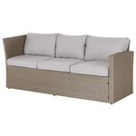 Lounge Set mit Tisch und Ottomane 5-Sitzer BARDI linksseitig inkl. Kissen Polyrattan Taupe
