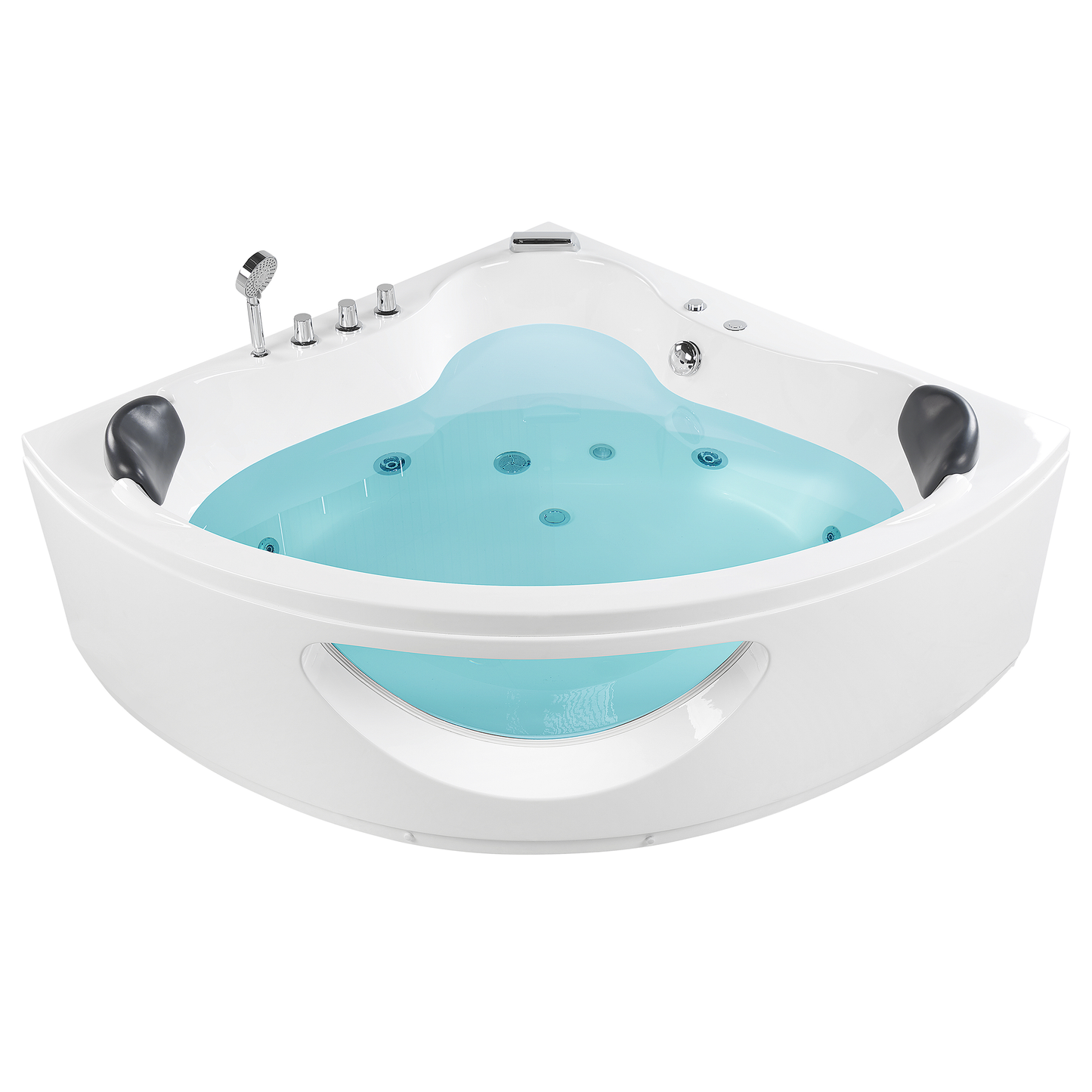 Whirlpool Badewanne weiss Eckmodell mit LED 207 x 146 cm TOCOA II