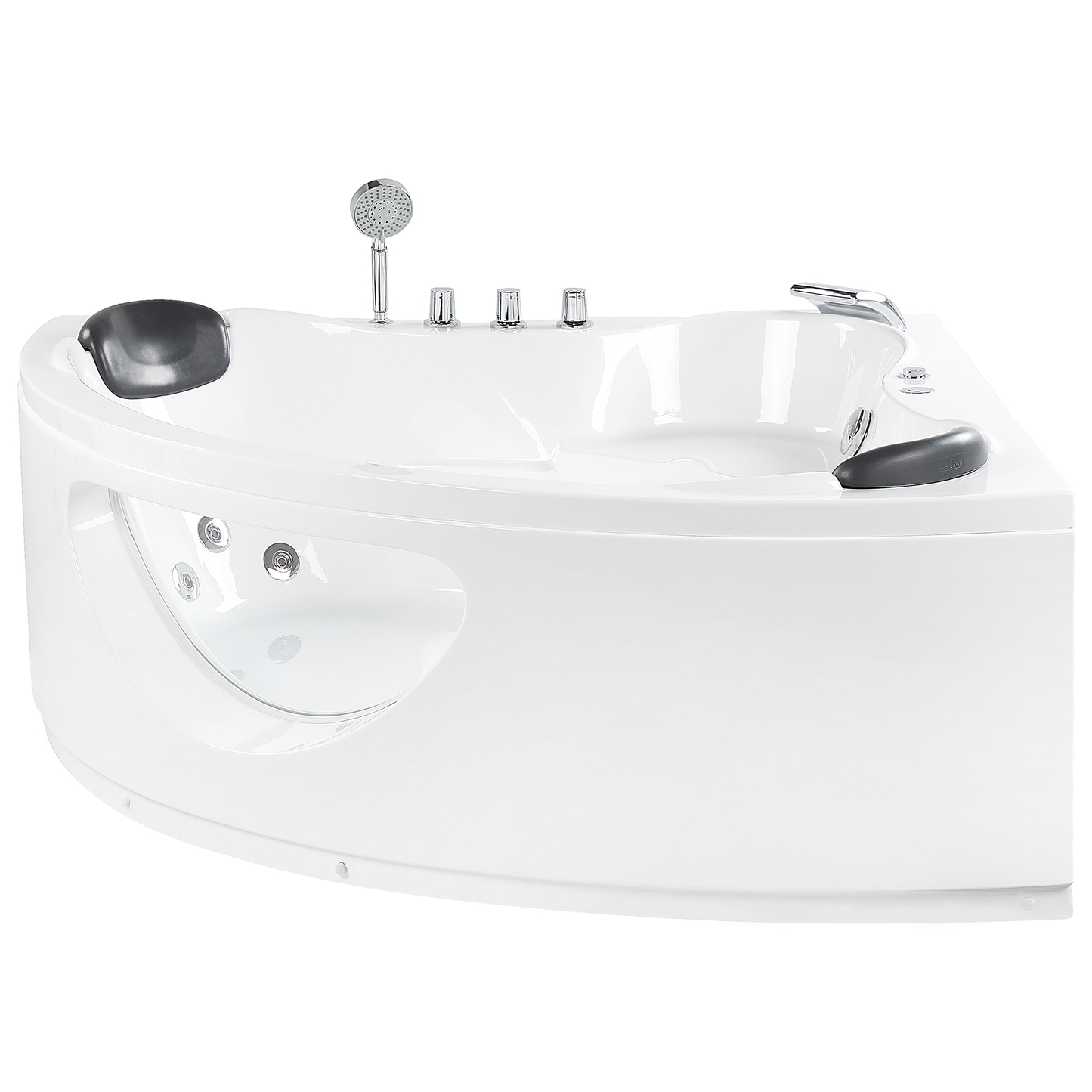 Whirlpool Badewanne weiss Eckmodell mit LED 207 x 146 cm TOCOA II