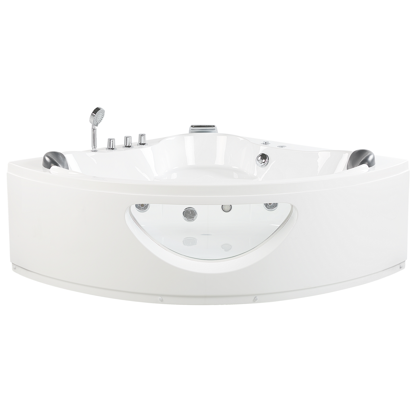 Whirlpool Badewanne weiss Eckmodell mit LED 207 x 146 cm TOCOA II