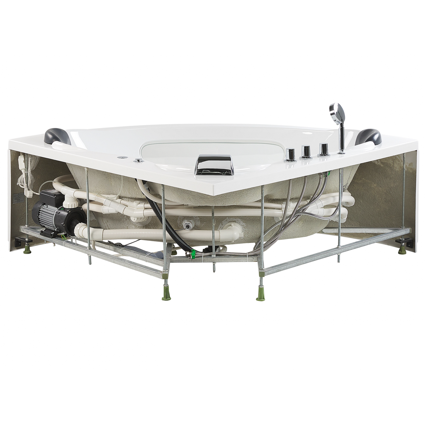 Whirlpool Badewanne weiss Eckmodell mit LED 207 x 146 cm TOCOA II