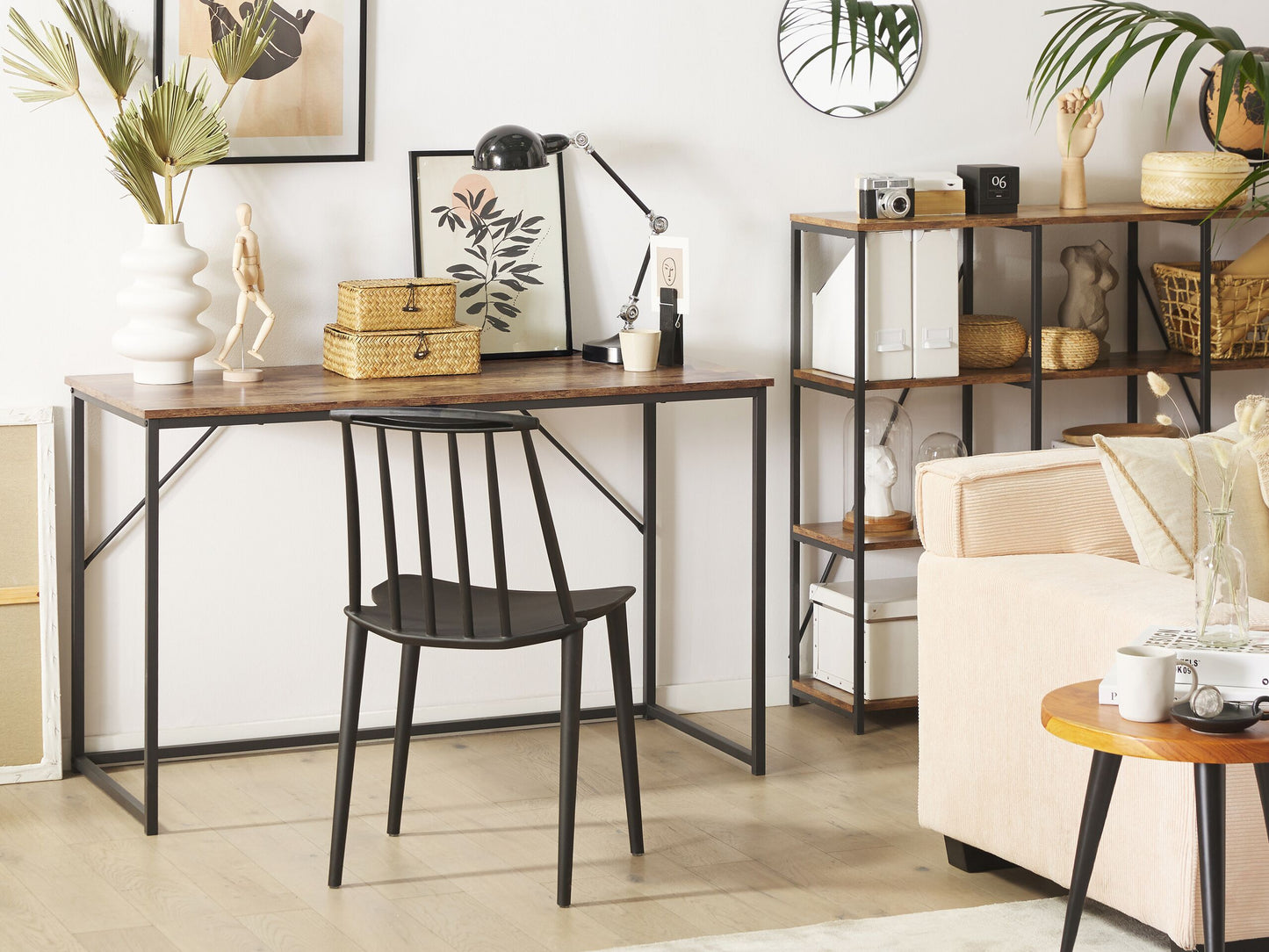 Schreibtisch dunkler Holzfarbton / schwarz 120 x 55 cm PEMBRO