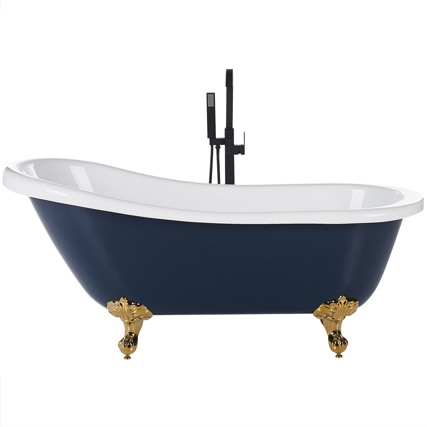 Badewanne freistehend blau / weiss oval 153 x 77 cm CAYMAN
