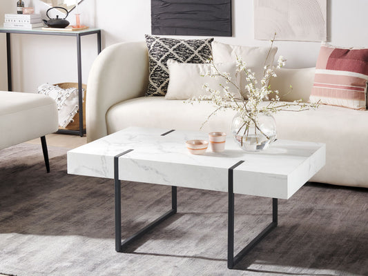 Couchtisch weiss / schwarz Marmor Optik rechteckig MERCED