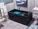 Whirlpool Badewanne schwarz rechteckig mit LED 169 x 81 cm rechts ARTEMISA