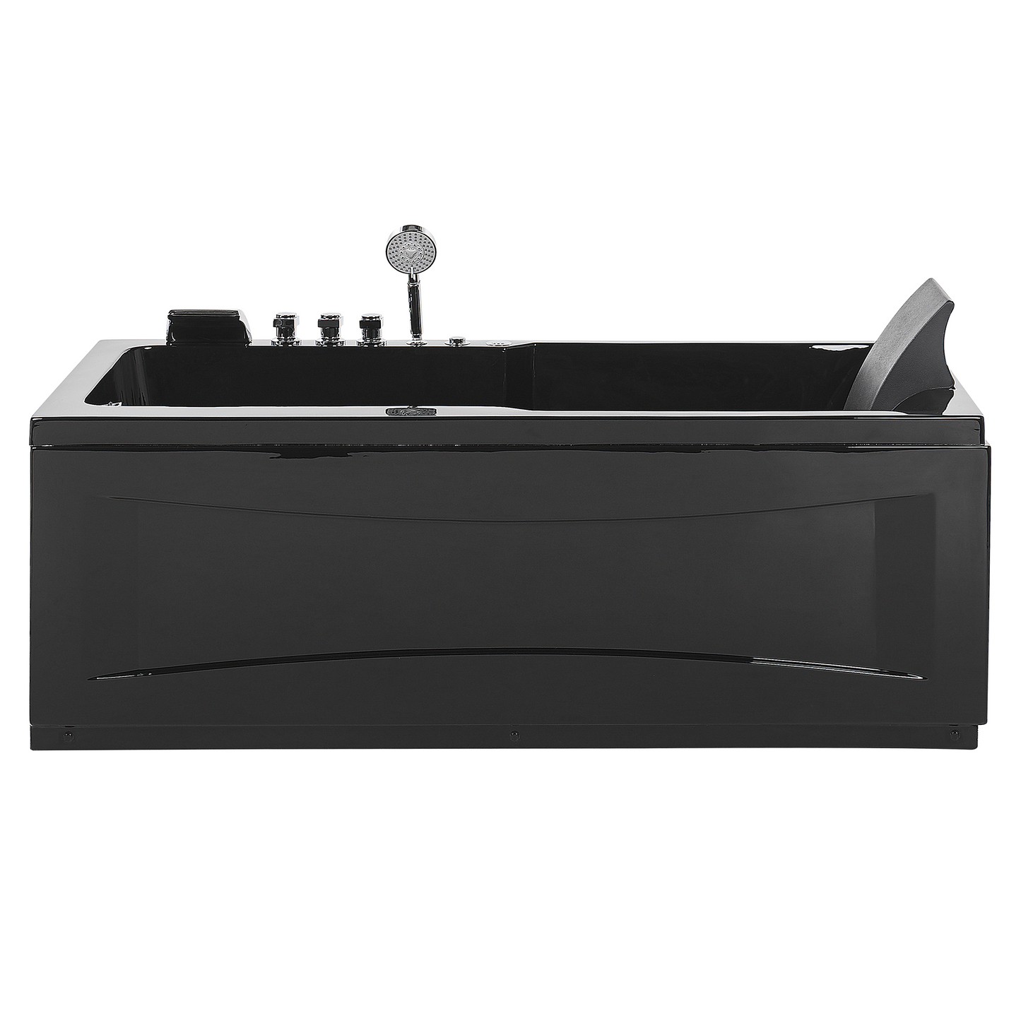 Whirlpool Badewanne schwarz rechteckig mit LED 169 x 81 cm rechts ARTEMISA