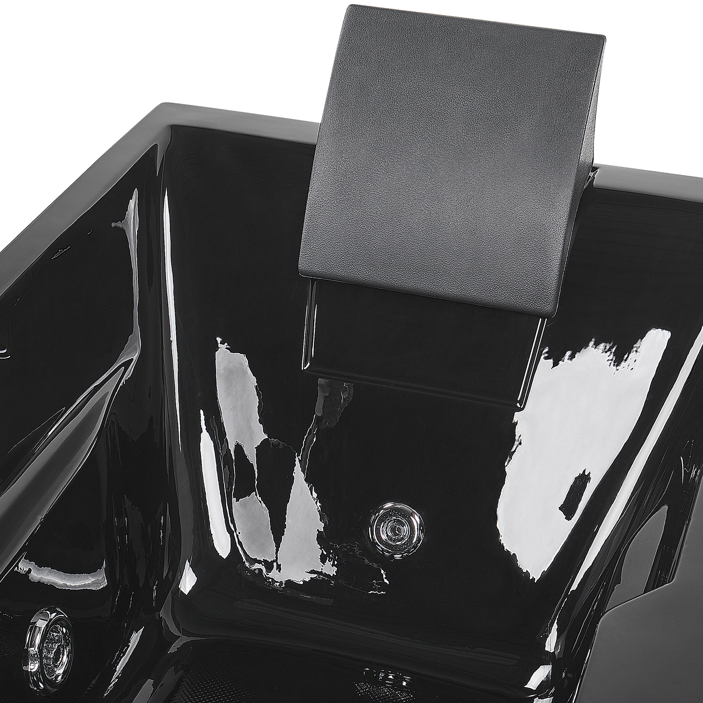 Whirlpool Badewanne schwarz rechteckig mit LED 169 x 81 cm rechts ARTEMISA