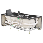 Whirlpool Badewanne schwarz rechteckig mit LED 169 x 81 cm rechts ARTEMISA