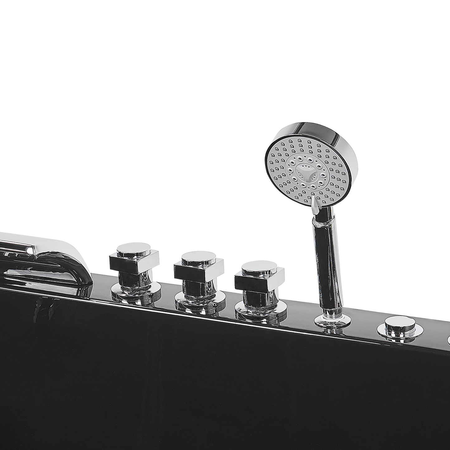 Whirlpool Badewanne schwarz rechteckig mit LED 169 x 81 cm rechts ARTEMISA