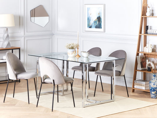 Esstisch ENVIA Silber 160 cm 90 cm Sicherheitsglas