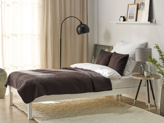 Tagesdecke mit Kissen RAYEN 140 x 210 cm Braun