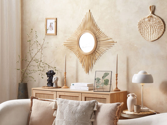 Wandspiegel MAJENE 60 cm 60 cm Rattan Naturfarben