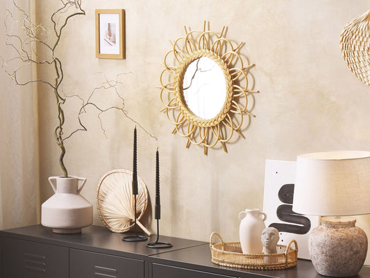 Wandspiegel TELAKIA 60 cm 60 cm Rattan Naturfarben