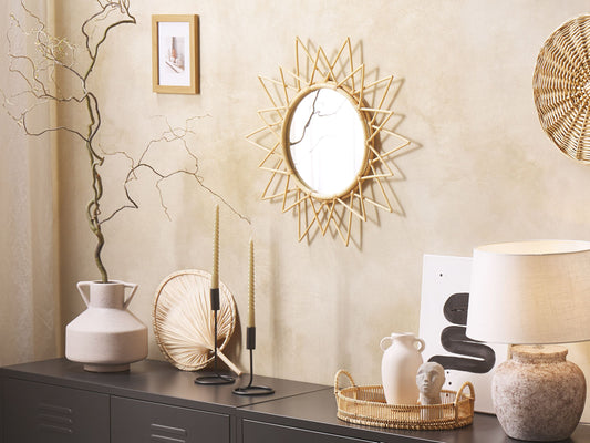 Wandspiegel AROEK 61 cm 61 cm Rattan Naturfarben