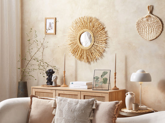 Wandspiegel KALASIN 60 cm 60 cm Rattan Naturfarben